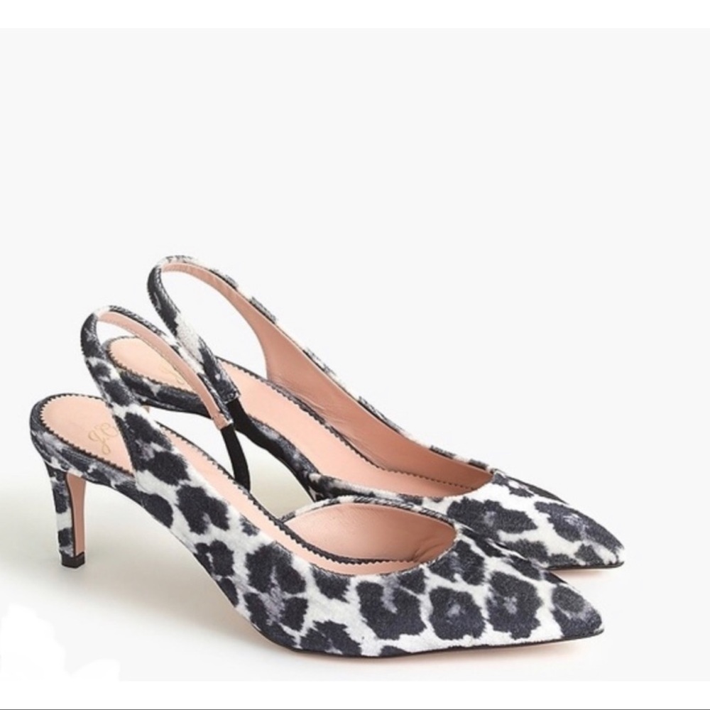 J. Crew Colette D’Orsay Slingback Velvet Leopard Heel